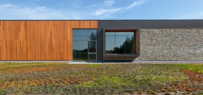 South elevation at green roof