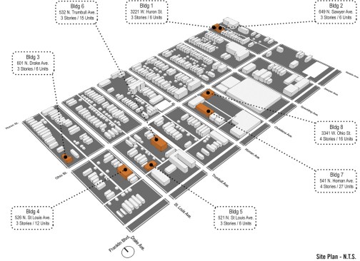 Site plan for apartment buildings