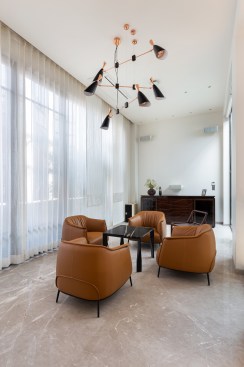 Double height lobby connected with First Floor Lounge.