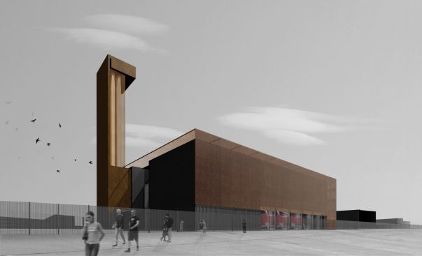 Rendered view of the Energy Centre.