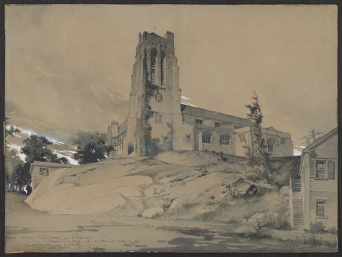 St. Stephen's Church, Cohasset, Massachusetts. Drawing by architect Bertram Grosvenor Goodhue, 1899. Goodhue, a master draftsman, was a 1925 winner of the AIA's Gold Medal.