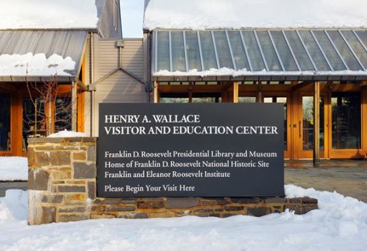 FDR Presidential Library Visitor Center, Hyde Park, N.Y., by R.M. Kliment & Frances Halsband Architects with exhibition design and signage by C&G Partners.