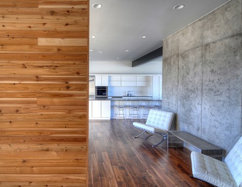 Interior view showing contrasting materials