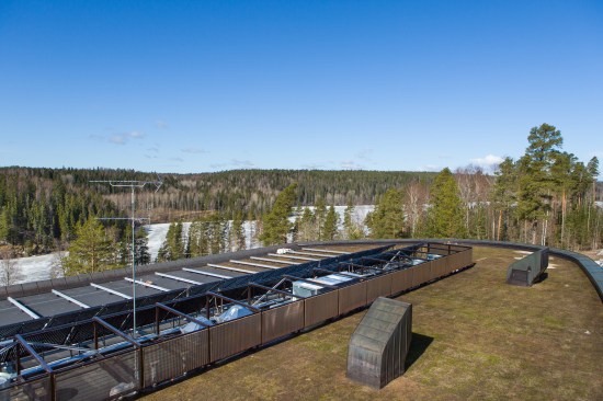 Green roof and solar panels.