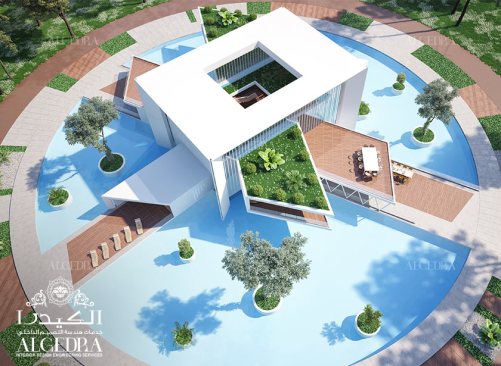 Water villa design aerial view