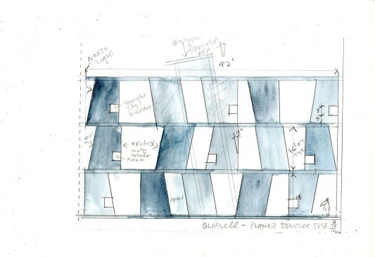 Steven Holl Architects, Glassell School of Art, watercolor on paper, 2014.