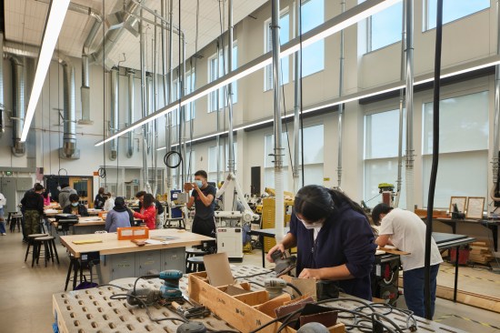 CTE classrooms in Learning Communities are highly visible to inspire passersby as they view ongoing classes.