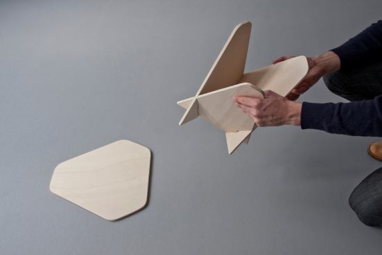 The three base pieces friction fit together via pre-cut&nbsp;slots.