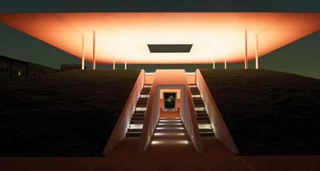 The 244 LED fixtures are tuned to a color sequence that is played at dawn and again at dusk.