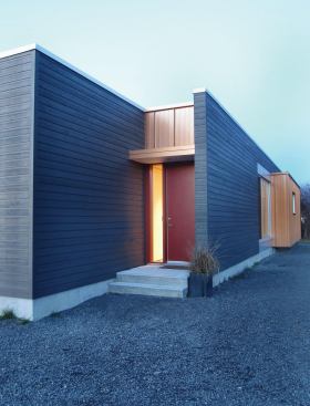 The elevation is a pattern of solids and voids.