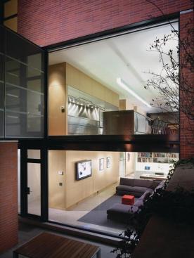 The rear of the building opens onto a sunken courtyard.