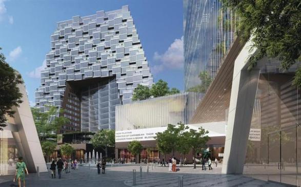 North Bethesda Market II, plaza view looking at residential tower