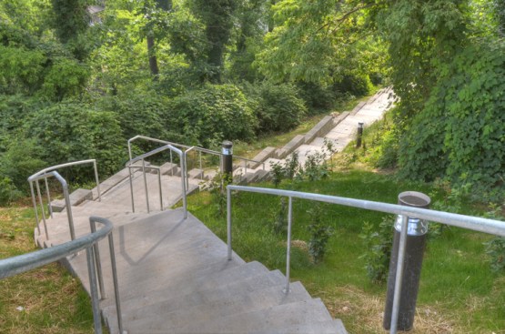 New landscaped pathway connection to existing neighborhood sidewalks
