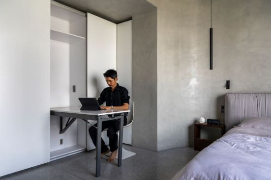 the desk is useful for working and reading in the bedroom