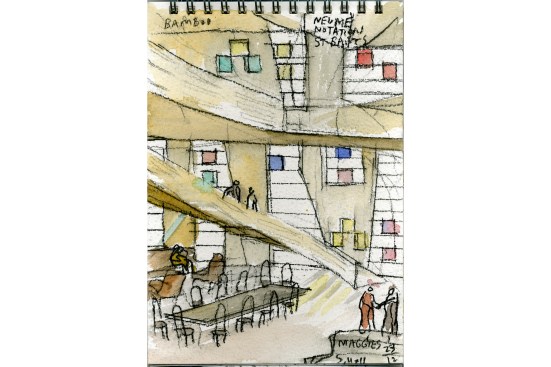 Interior sketch in watercolor.