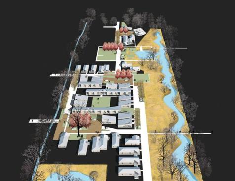 Seasonal stormwater is allowed to overflow the stream into an adjacent meadow. 