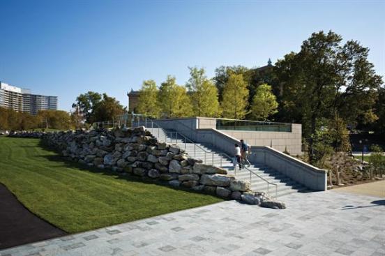 Stairs over green roof