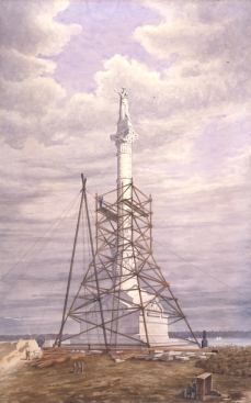 Yorktown Monument (Alliance and Victory Monument), Yorktown, Virginia. Drawing by architect Richard Morris Hunt, 1884.