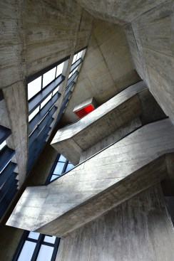 Concrete Staircase with Yellow Skylight (Photo: Haobo Wei)