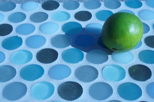 Crush is a line of handmade 100% recycled glass tiles fabricated from pre-consumer window panes. The line comes in 40 colors, two finishes, and 17 size formats. www.fireclaytile.com.