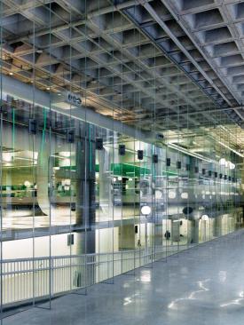 A major goal of the design was to connect the market and library as they never had been before. An atrium allows views between each?the best are from the library?s children?s section and perimeter circulation ramps. A glass firewall prevents the noise of the market from echoing into the quiet library beyond.