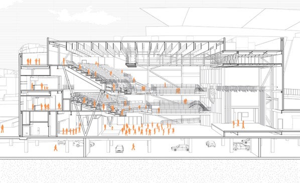 From the floor or the balconies, there are clear sightlines to the stage.