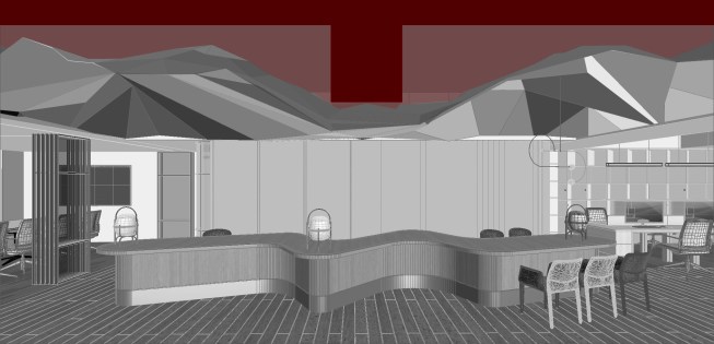 To maximize the net ceiling height, the space is well-designed to the last centimeter.