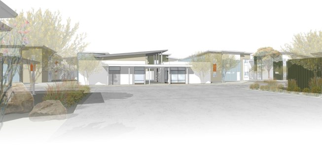 Rendering of The Monarch Apartment Homes, a 60-unit, affordable housing community located in Palm Springs, CA. 