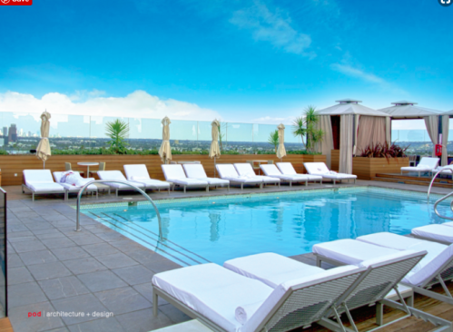 New pool and cabana area overlooking Beverly Hills