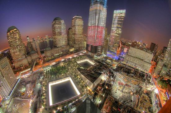 An aerial view of the World Trade Center site.