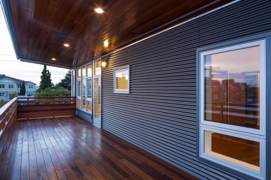 View of porch of third floor residence.