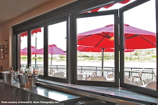 Kolbe provided Caf? Deluxe?s numerous swinging doors, fixed doors, inswing casements and a 15-foot-wide folding window.