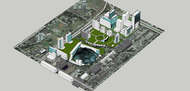 Architectural rendering of  Trop90, mixed use space on Tropicana Field site in St. Petersburg, FL.