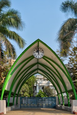 Tensile roof detail for a roof covering at a garden in Bandra West, Mumbai
