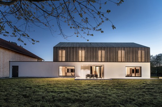 atmospheric lighting through semi-transparent lamellar structure of shutters