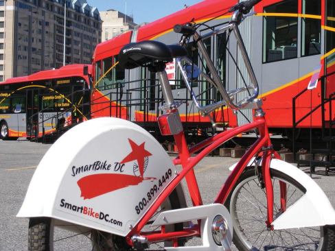 The District of Columbia launched SmartBike DC (above), the first U.S. bikesharing program, in 2008. That system was replaced in late 2010 with Capital Bikeshare. Since it began, Capital Bikeshare’s some 6,000 annual members have logged 250,000 trips. In Barcelona, Spain, a popular bikeshare program averages 35,000 journeys per day.