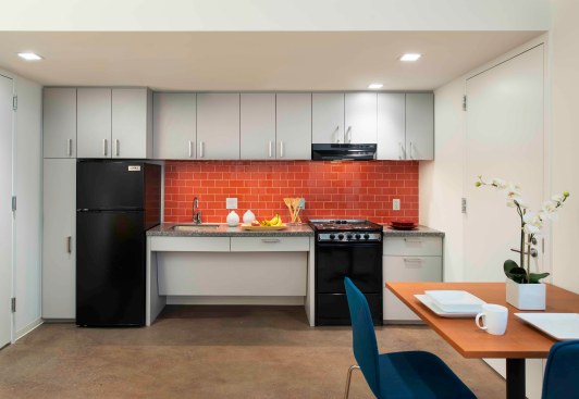 Unit interior, kitchen.