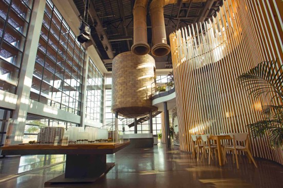 The old louvers were recovered and repurposed with a new aesthetic 