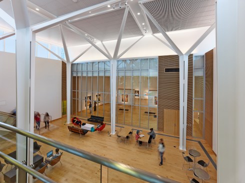 Main lobby showing splayed columns