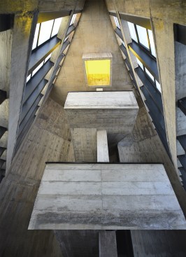 Concrete Staircase with Yellow Skylight (Photo: Haobo Wei)