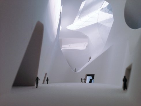 View of the model, showing the entry hall of the Planning Museum.