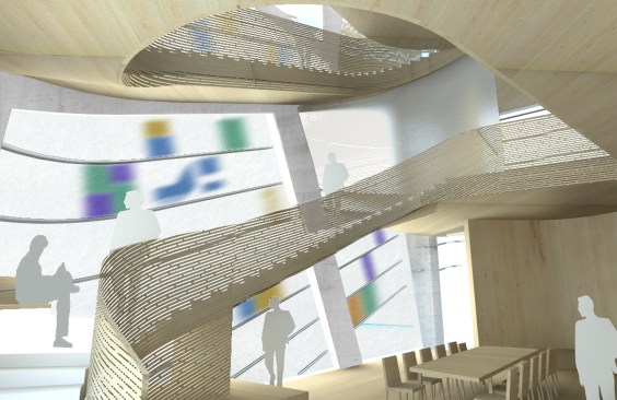 Concept in light concrete. 