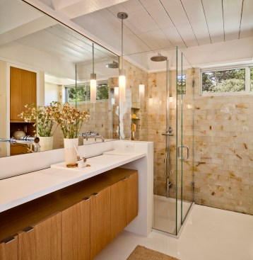 View of the master bathroom.