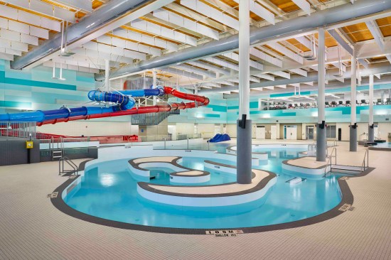 5.	Features of the aquatics centre include a lazy river and water slides.  