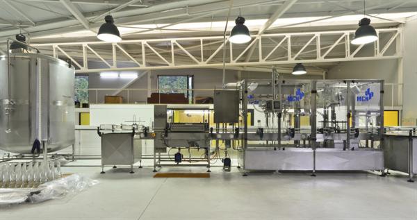 The bottling process takes place in a double-height section of the interior.