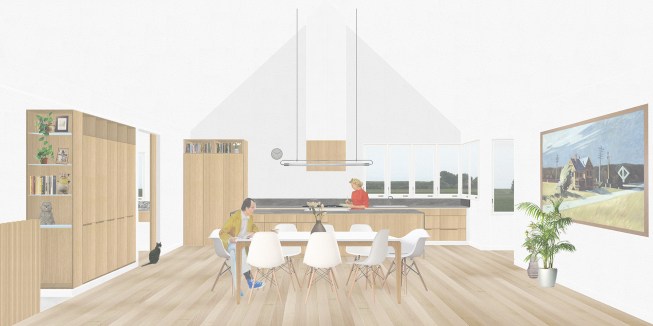 Interior kitchen visualization. 