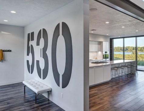 Interior view to the kitchen from the address painting