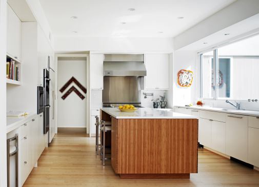 In a twist on the expected classic, the wood on this kitchen’s island is on the base, not the surface. It’s Plyboo, a bamboo plywood (the island top is Ice Stone). Location: West Orange, N.J. Architect: Deborah Berke & Partners. Builder: Sweeney + Conroy.