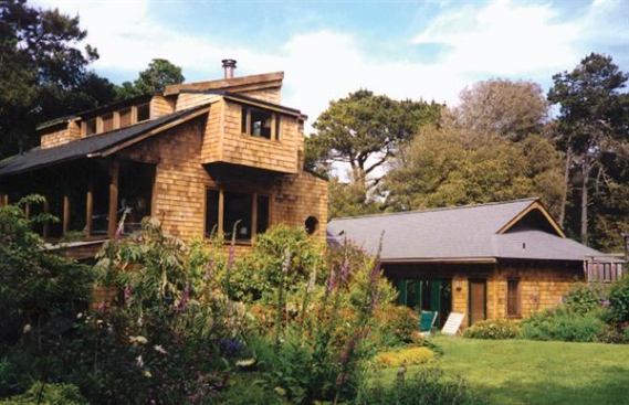 residential architect, 2005 leadership awards hall of fame: sim van der ryn  november-december 2005   Highland House, Van der Ryn’s home in Inverness, Calif., has been a continuous work in progress since 1972. The main part of the house is a pole barn with cedar floors.