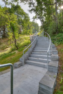 New landscaped pathway connection to existing neighborhood sidewalks